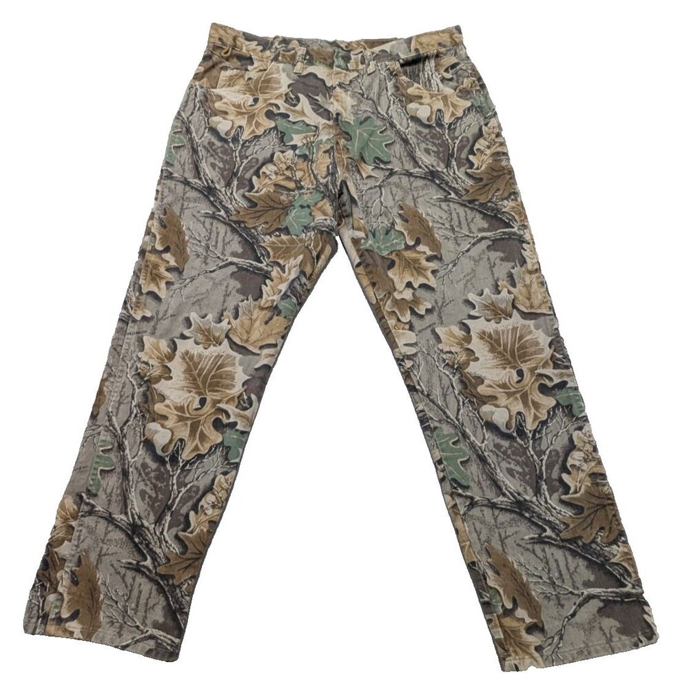 Vintage 90s Wrangler Rugged Wear Advantage Leaf Camo Pants Made in USA 38x30